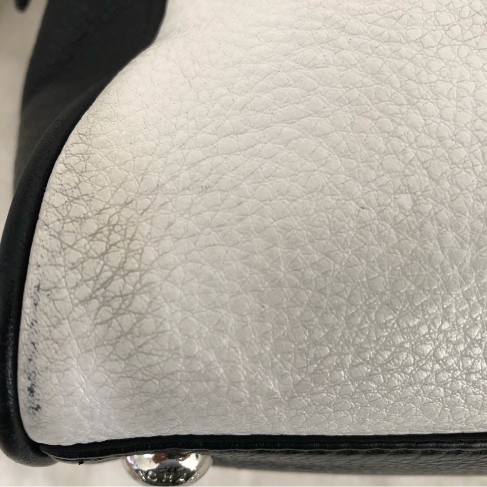 Michael Kors Black White Pebbled Leather Medium Knox Tassel Satchel. - Picture 5 of 15